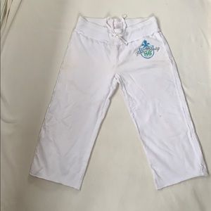 Pink Victoria Secret white cropped sweatpants